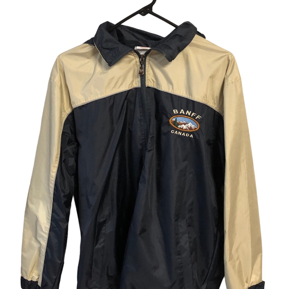 Dimco Apparel Banff Canada Embroidery Hood Windbreaker Rain Jacket Men Size M